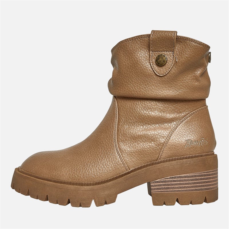 Blowfish Womens Juniper Ruched Boots Cream Coffee - Size 4