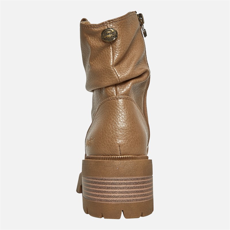 Blowfish Womens Juniper Ruched Boots Cream Coffee