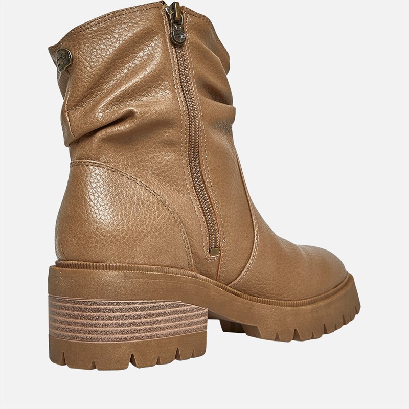Blowfish Womens Juniper Ruched Boots Cream Coffee