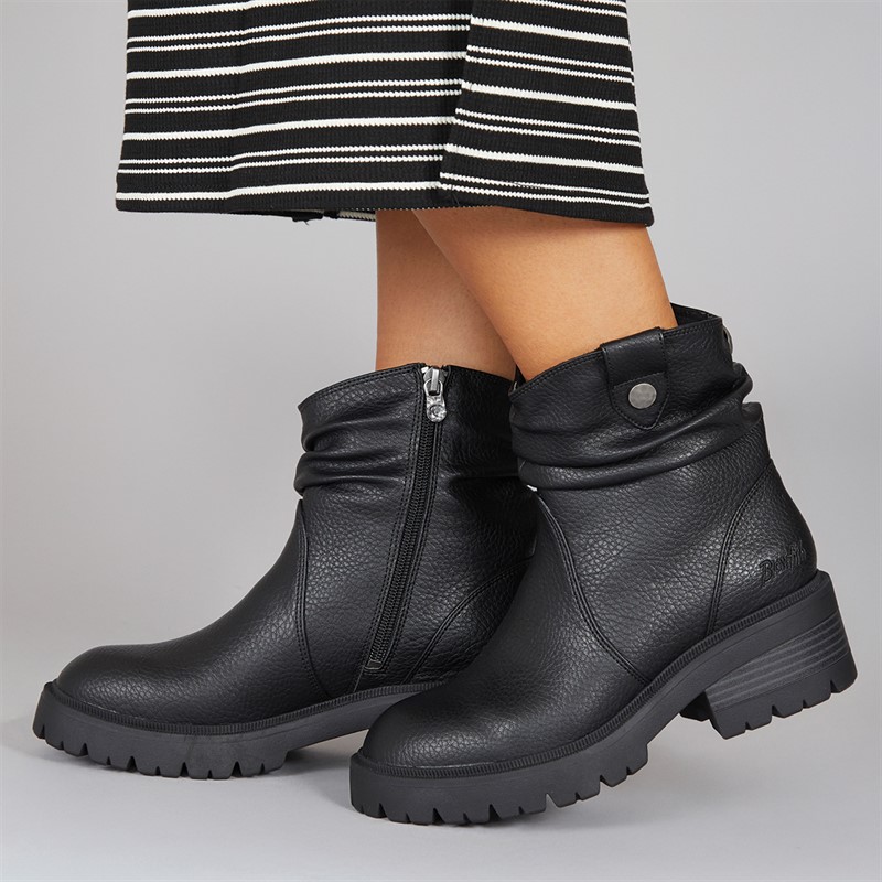 Blowfish Womens Juniper Ruched Boots Black - Size 6