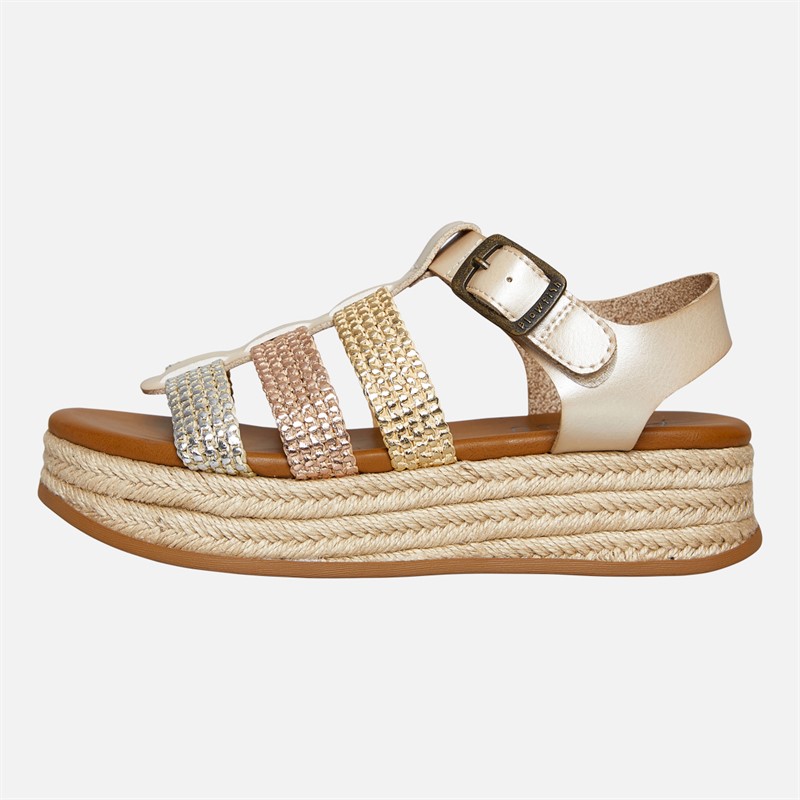 Blowfish Womens Malibu Madrid Platform Espadrille Sandals Cloud/Silver