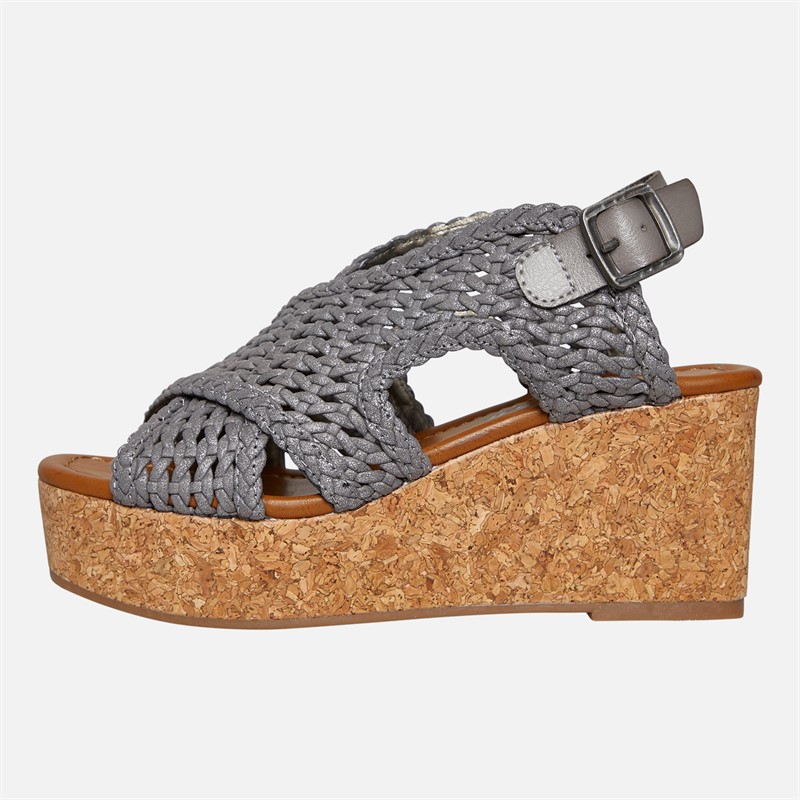 Blowfish Womens Malibu Andrea Wedge Sandals Dark Silver