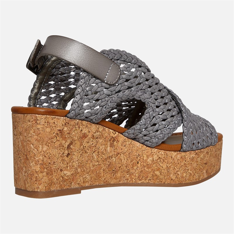 Blowfish Womens Malibu Andrea Wedge Sandals Dark Silver