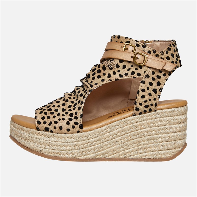 Blowfish Womens Malibu Lacey Wedge Espadrille Sandals Leopard