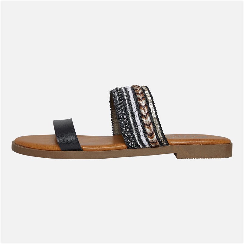 Blowfish Womens Malibu Curtis Mule Sandals Black/Metallic