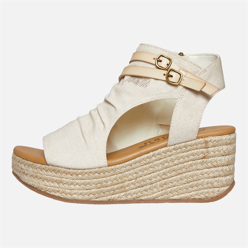 Blowfish Womens Malibu Lacey Wedge Espadrille Sandals Bone