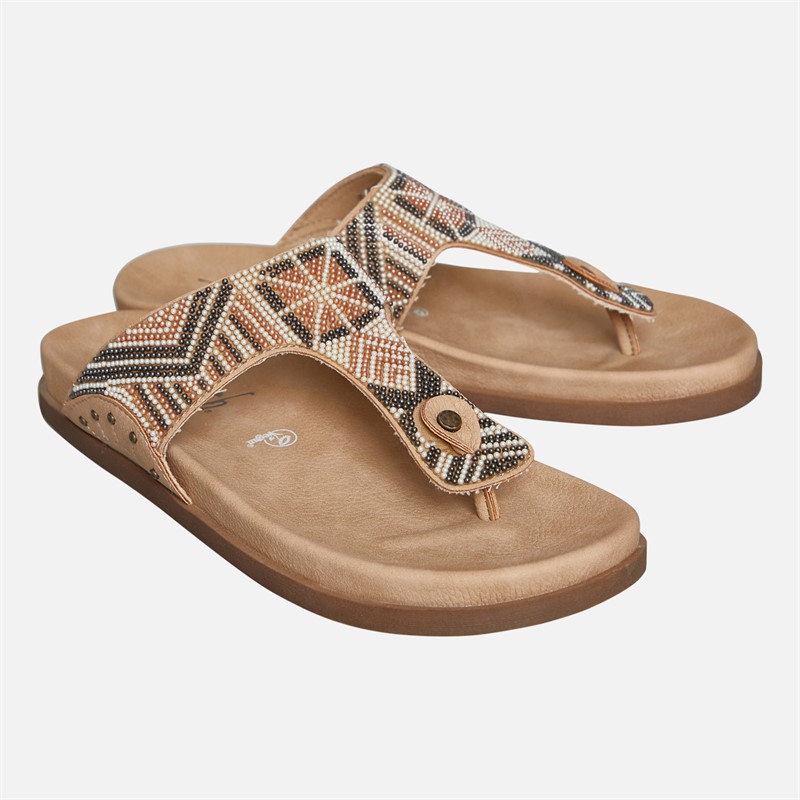 Blowfish Womens Malibu Lyric Thong Footbed Sandals Sand/Natural