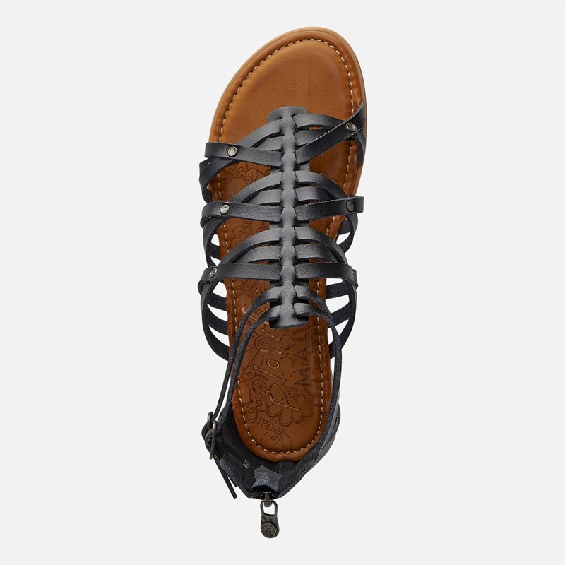 Blowfish Womens Bloomy Ankle Strap Sandals Black Dyecut