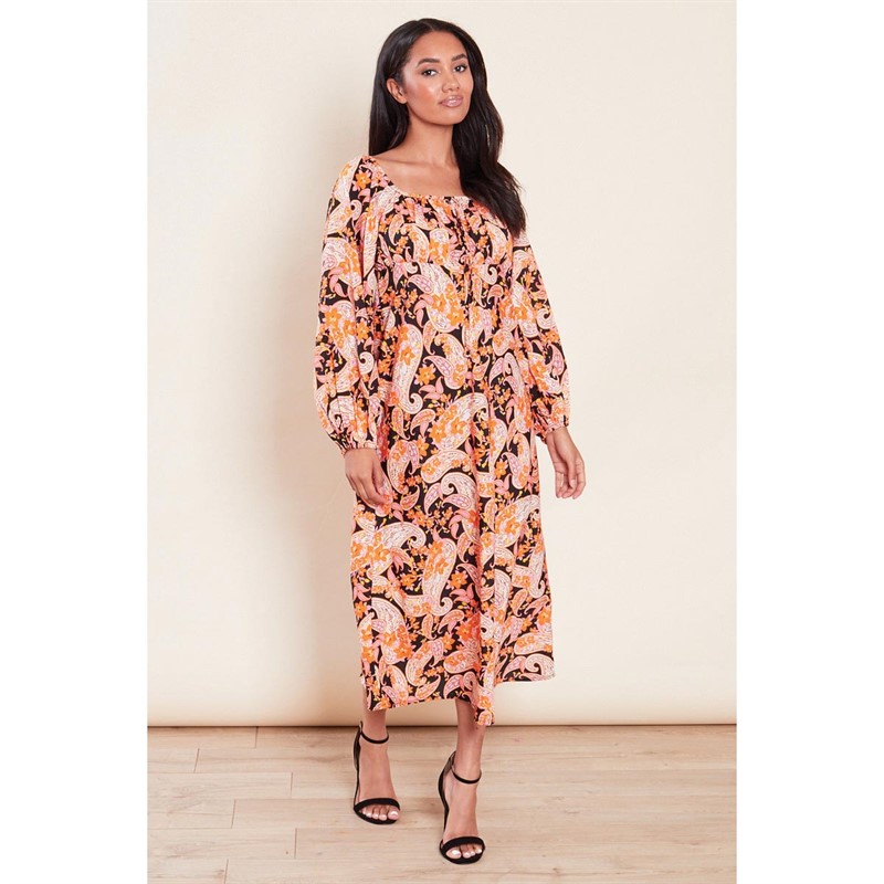 Influence Womens Midi Dress Orange