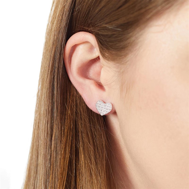 Eternity Womens Clear Stones Earrings Silver Tone