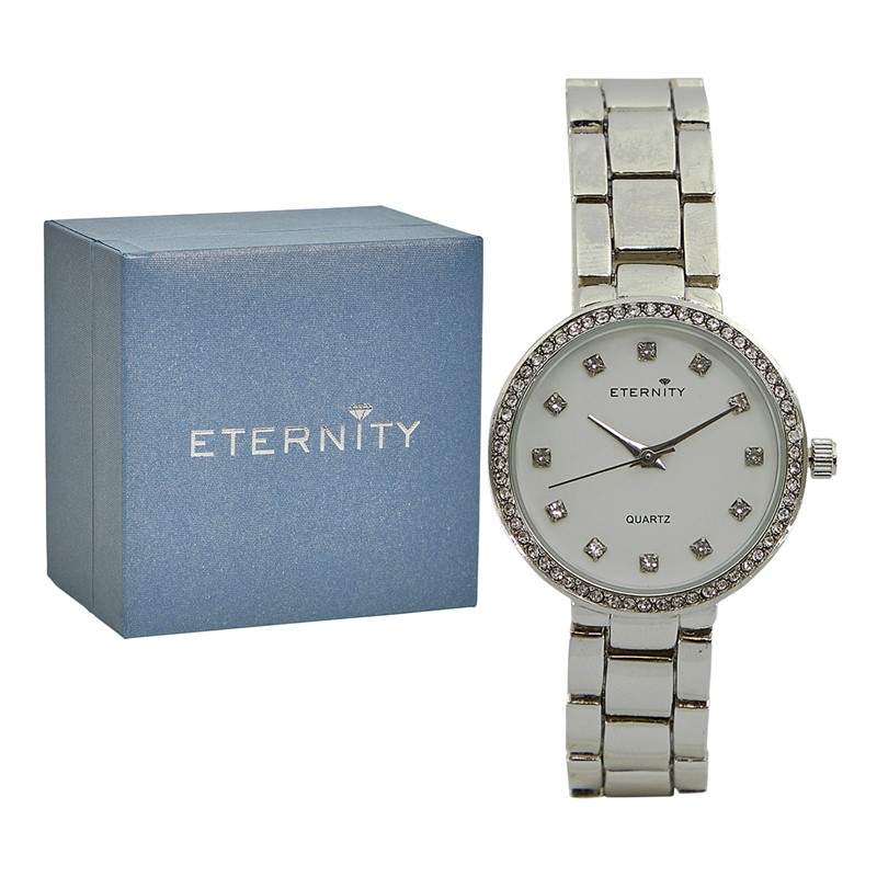 Eternity Womens Quartz Watch With Cubic Zirconia Stones Silver