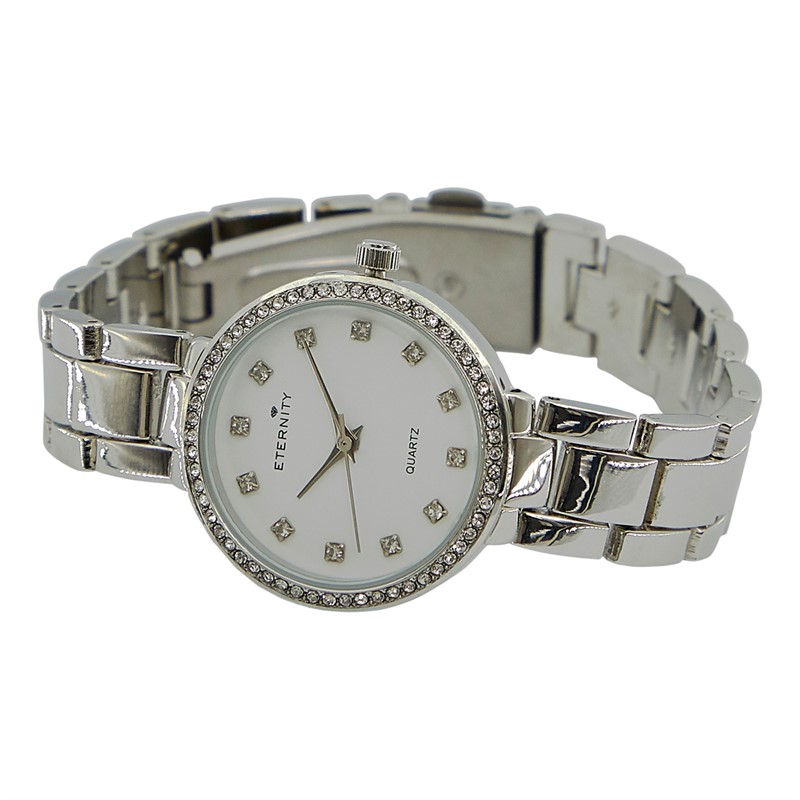 Eternity Womens Quartz Watch With Cubic Zirconia Stones Silver