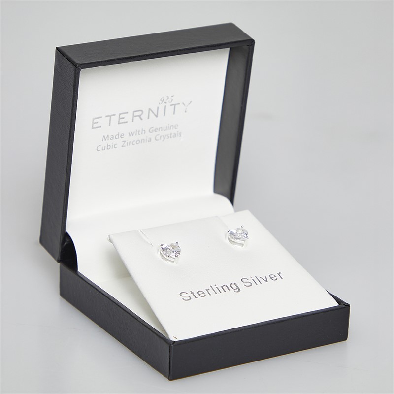 Eternity Womens Sterling Silver Earrings With CZ Stone Clear