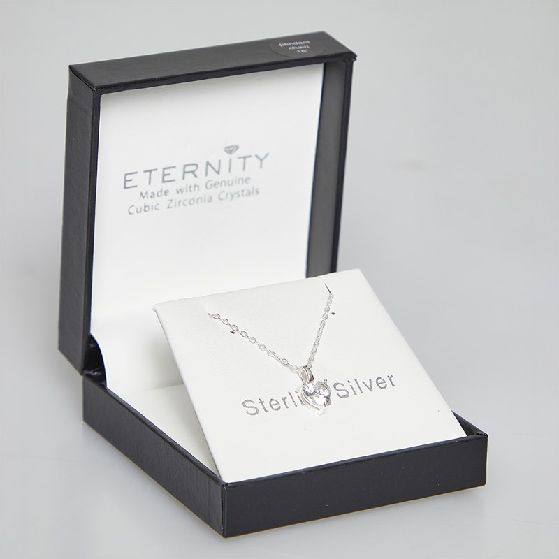 Eternity Womens Sterling Pendant With CZ Stone Clear