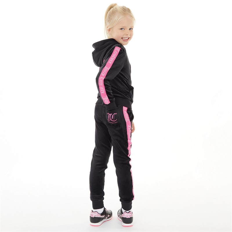 Juicy Girls Lurex Tape Zip Through Hoodie And Joggers Set Jet Black