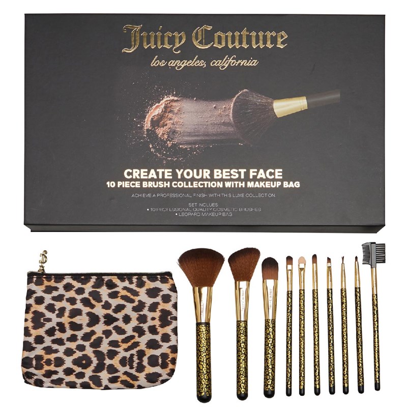 Juicy Couture Womens 10 Piece Brush Set With Travel Bag Multi - Juicy Couture Makeup Brushes