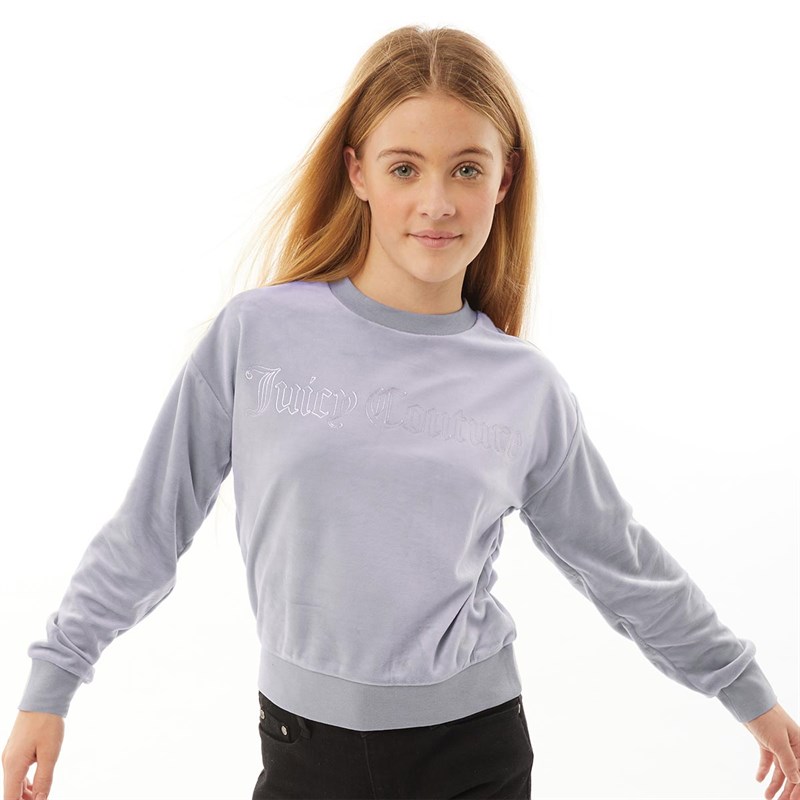 Juicy Couture Girls Velour Screw Sweatshirt Dapple Grey