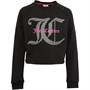 Juicy Couture Girls Stripe Crop Raglan Crew Neck Sweatshirt Black
