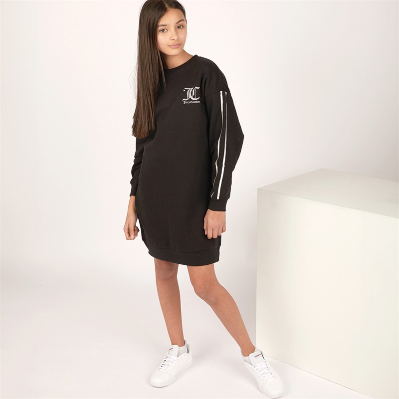 Juicy Couture Girls Stripe Crew Dress Black