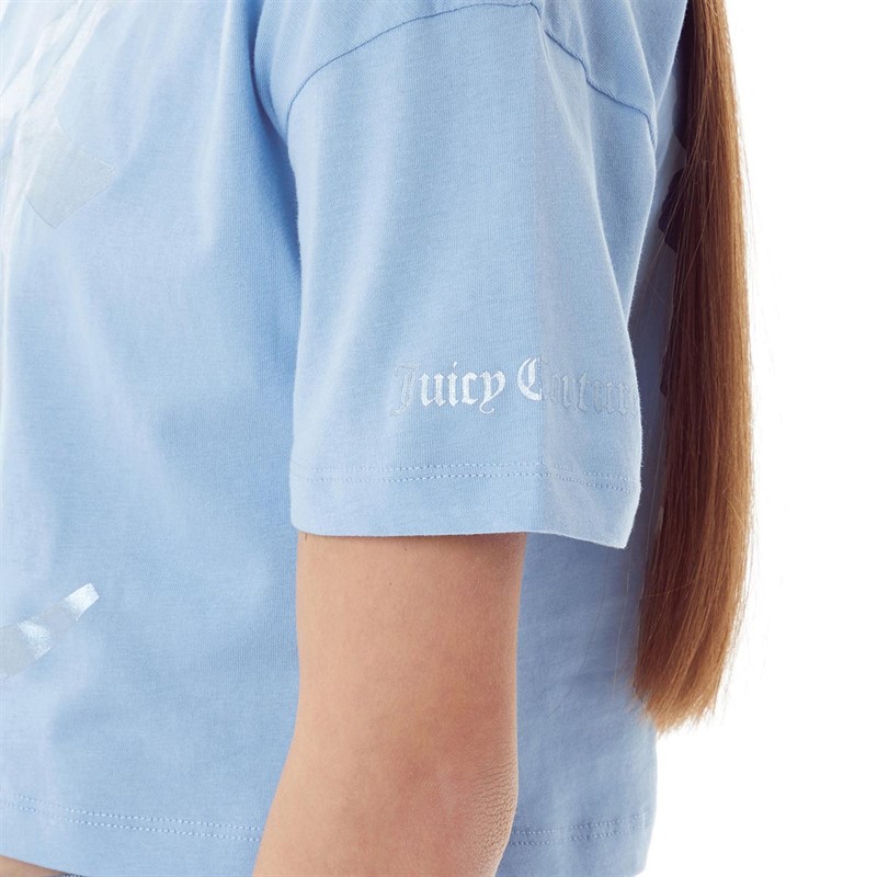 Juicy Couture Girls Tonal Length Boxy T-Shirt Della Robbia Blue