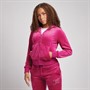 Juicy Couture Girls Diamante Velour Hoodie Festival Fuchsia