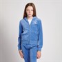 Juicy Couture Girls Diamante Velour Hoodie River Blue Marl