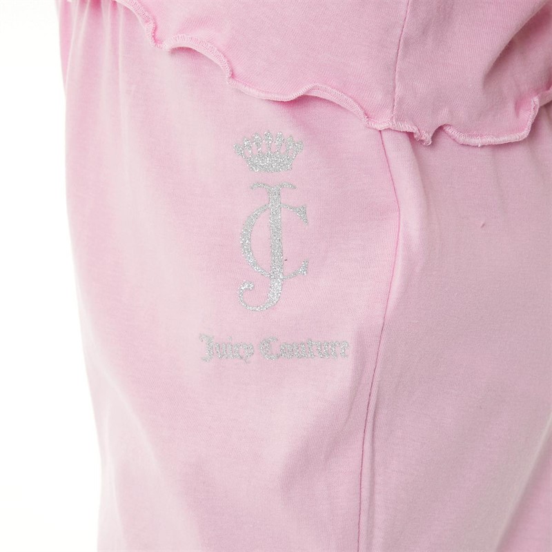 Juicy Couture Girls Marl Lounge Crop Top And Cuff Joggers Pinky Lilac Sachet