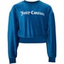 Juicy Couture Girls Glitter Velour Oversize Sweatshirt Moroccan Blue