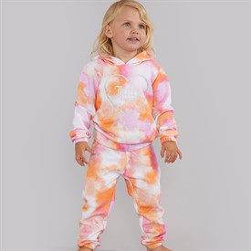 Juicy Couture Girls Cloud Print Hoodie And Joggers Tracksuit Set Summer Neon Orange