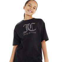 Juicy Couture Girls Diamante Boyfriend T-shirt Black