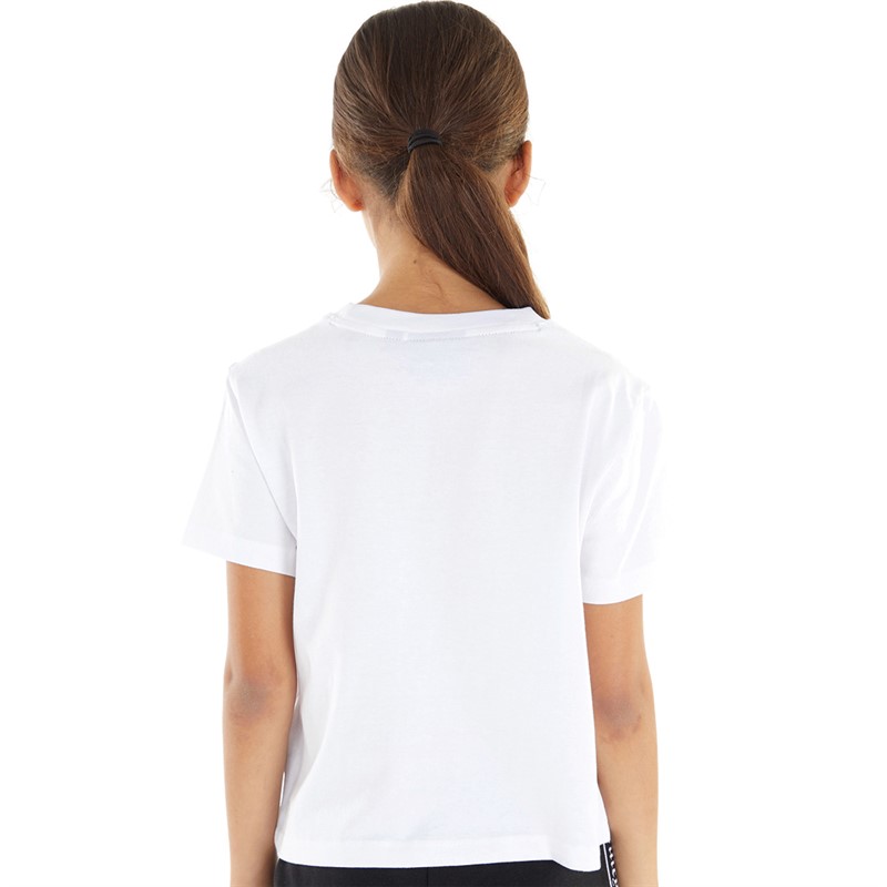 Juicy Couture Girls Luxe Ombre Diamante Boxy T-Shirt Bright White