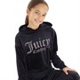 Juicy Couture Girls Diamante Velour Hoodie Jet Black