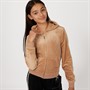 Juicy Couture Girls Tonal Velour Zip Thru Hoodie Warm Taupe