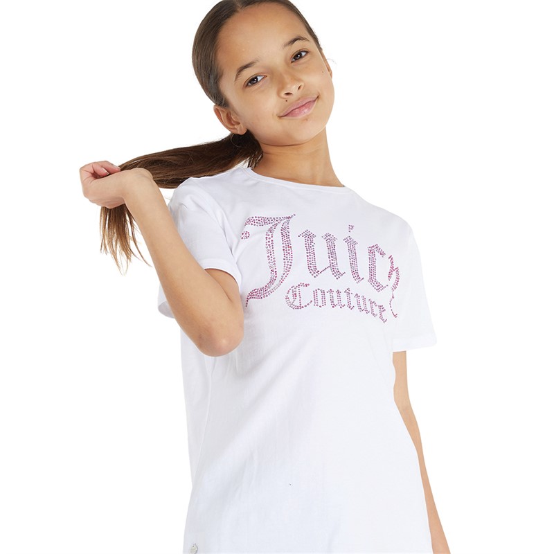 Buy Juicy Couture Girls Luxe Diamante Fitted T-Shirt Bright White