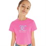 Juicy Couture Girls Stripe Sleeve T-Shirt Summer Neon Pink