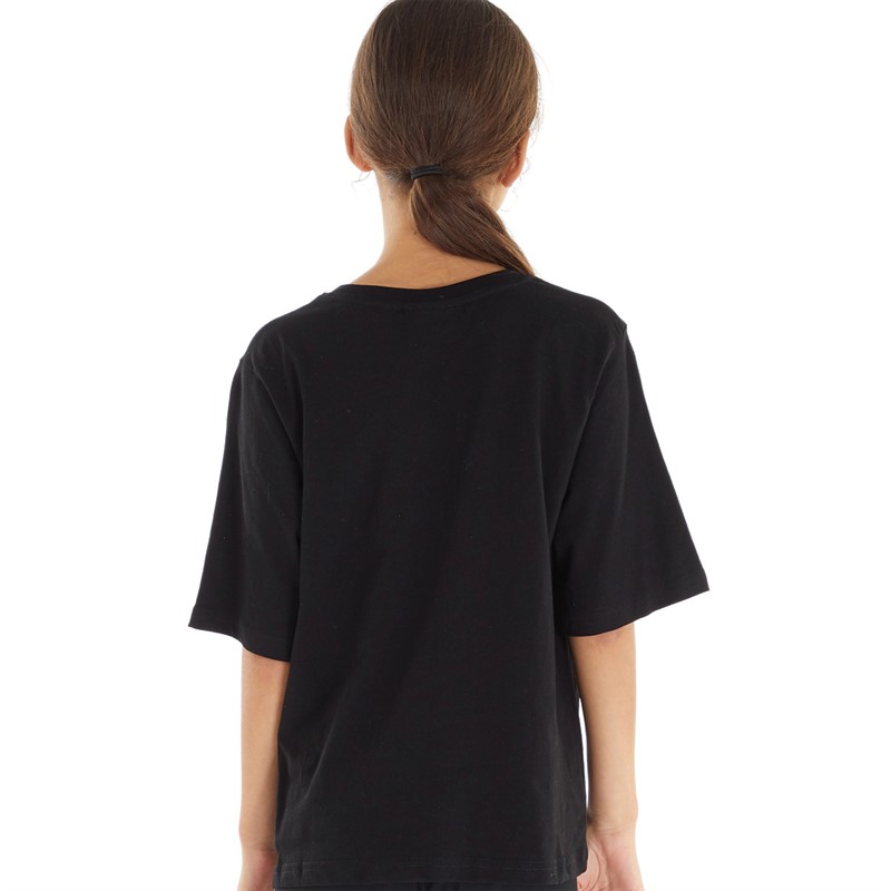 Juicy Couture Junior Girls Boxy Quarter Sleeve T-Shirt Jet Black