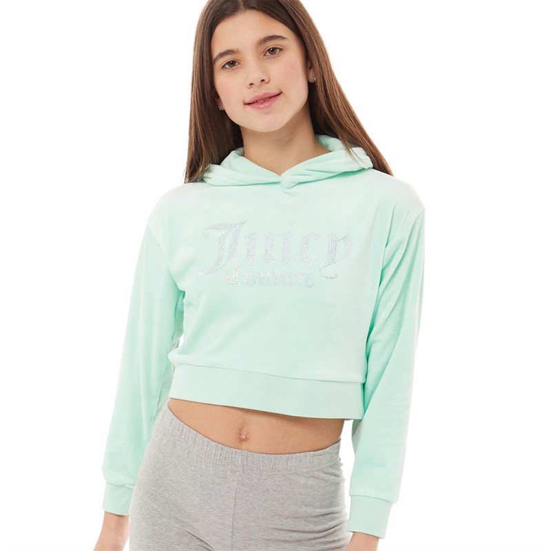 Juicy Couture Girls Diamante Velour Hoodie Yucca