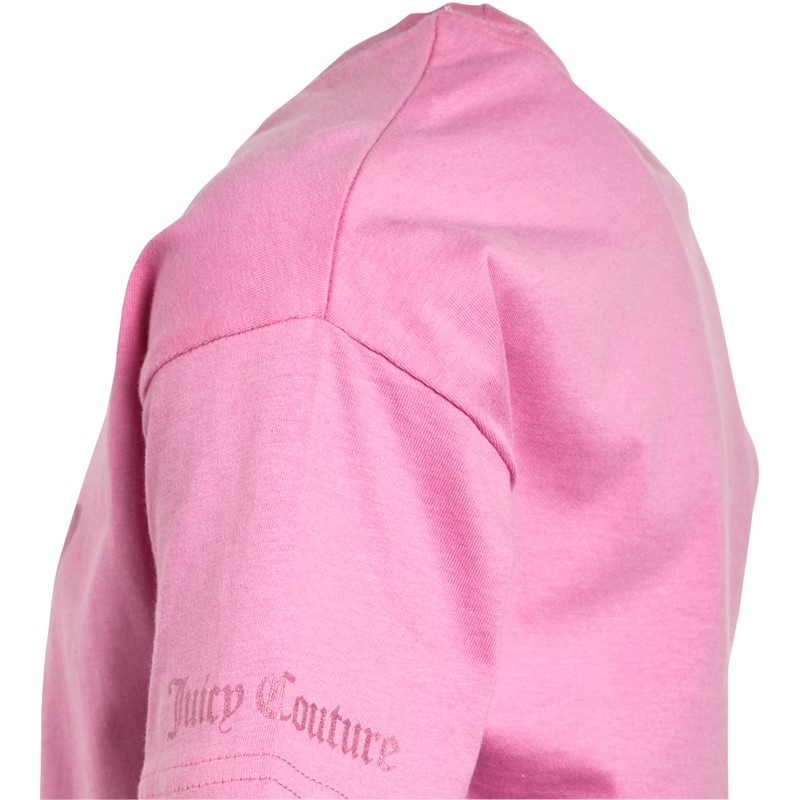 Juicy Couture Girls Tonal Length Boxy T-Shirt Fuchsia Pink