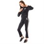 Juicy Couture Girls Glitter Stripe Velour Zip Through Tracksuit Jet Black