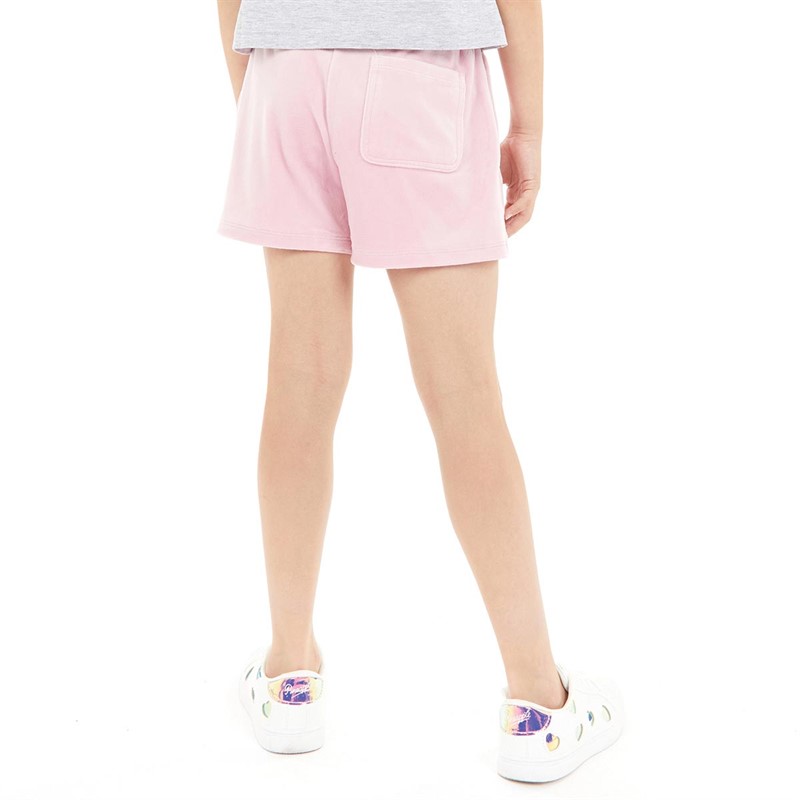 Juicy Couture Girls Tonal Embro Velour Shorts Pink Nectar