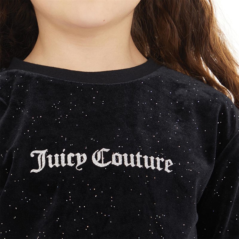 Juicy Couture Girls Glitter Velour T-Shirt Dress Black