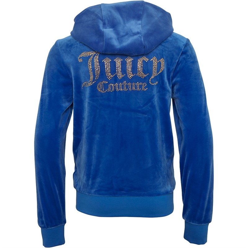 Juicy Couture Girls Diamante Velour Zip Thru Hoodie Surf The Web