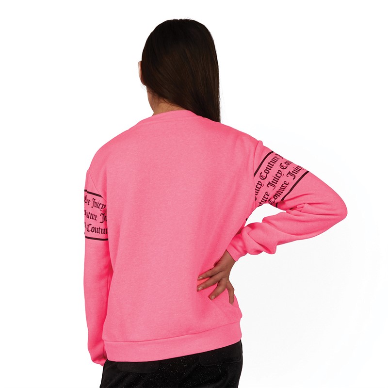 Juicy Couture Girls Repeat Boxy Sweatshirt Summer Neon Pink