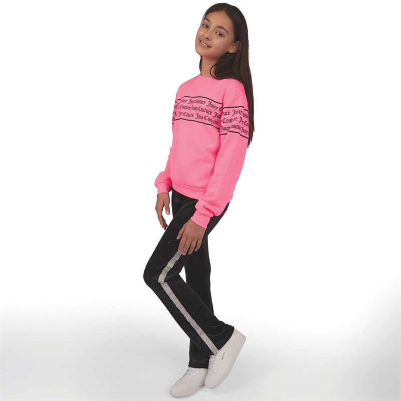 Juicy Couture Girls Repeat Boxy Sweatshirt Summer Neon Pink