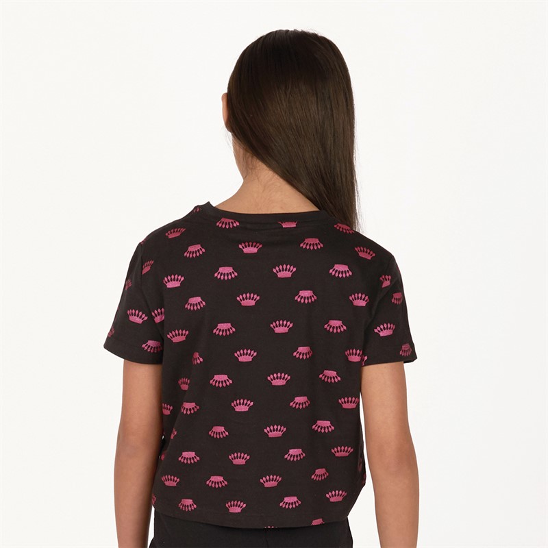 Juicy Couture Girls Luxe Crown Print Boxy T-Shirt Black