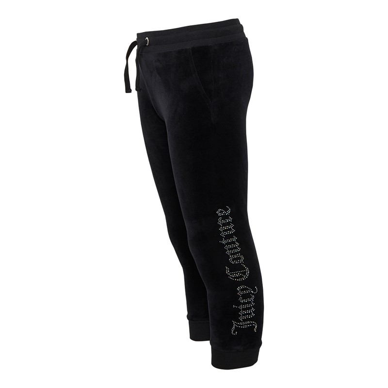 Juicy Couture Girls Diamante Velour Slim Joggers Jet Black