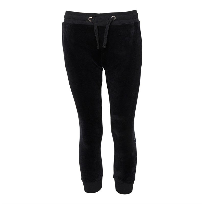 Juicy Couture Girls Diamante Velour Slim Joggers Jet Black