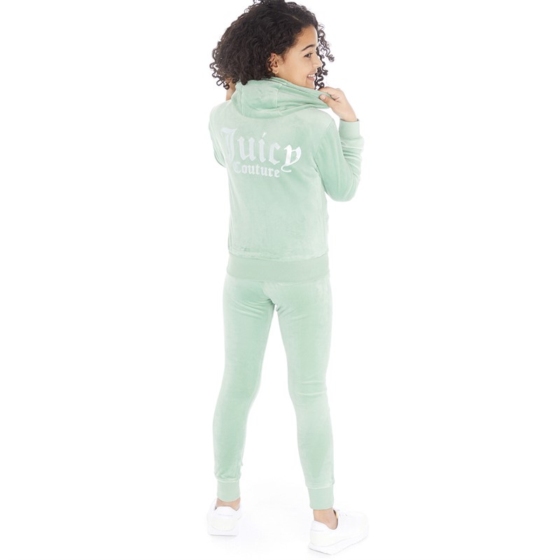 Juicy Couture Girls Hoodie And Slim Joggers Set Granite Green