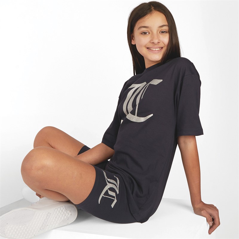 Juicy Couture Girls Boyfriend T-Shirt And Cycling Shorts Co-Ord Set Night Sky