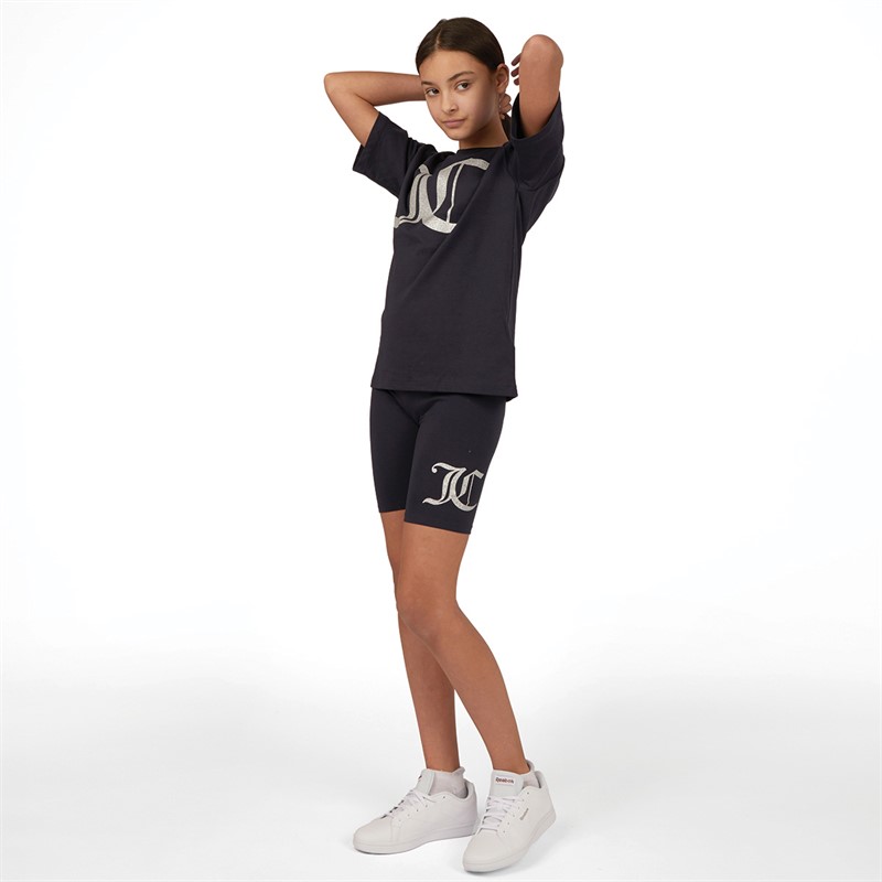 Juicy Couture Girls Boyfriend T-Shirt And Cycling Shorts Co-Ord Set Night Sky